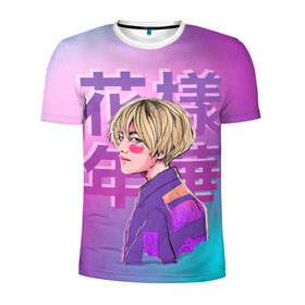 Мужская футболка 3D спортивная с принтом Taehyung BTS в Ухте, 100% полиэстер с улучшенными характеристиками | приталенный силуэт, круглая горловина, широкие плечи, сужается к линии бедра | bangtan | bangtan boys | bts | korea | kpop | rose | taehyung | v bts | бантаны | бтс | корея | кпоп | тэхён