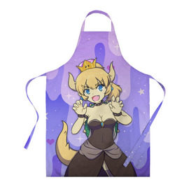 Фартук 3D с принтом Bowsette в Ухте, 100% полиэстер | общий размер — 65 х 85 см, ширина нагрудника — 26 см, горловина — 53 см, длина завязок — 54 см, общий обхват в поясе — 173 см. Принт на завязках и на горловине наносится с двух сторон, на основной части фартука — только с внешней стороны | боузета | боузетта | марио