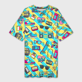 Платье-футболка 3D 80 е: в Ухте,  |  | восьмидесятые | денди | кассета | магнитофон | очки | пейджер | приставка | ретро | ссср