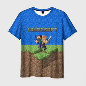 Мужская футболка 3D с принтом MINECRAFT в Ухте, 100% полиэфир | прямой крой, круглый вырез горловины, длина до линии бедер | game | logo | minecraft | pattern | арт | игры | логотип | пиксели