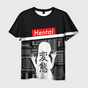 Мужская футболка 3D с принтом Hentai в Ухте, 100% полиэфир | прямой крой, круглый вырез горловины, длина до линии бедер | ahegao | kawai | kowai | oppai | otaku | senpai | sugoi | waifu | yandere | ахегао | ковай | отаку | сенпай | яндере