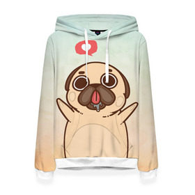 Женская толстовка 3D с принтом Puglie Pug Like в Ухте, 100% полиэстер  | двухслойный капюшон со шнурком для регулировки, мягкие манжеты на рукавах и по низу толстовки, спереди карман-кенгуру с мягким внутренним слоем. | anime | dog | аниме | лайк | мопс | мопсик