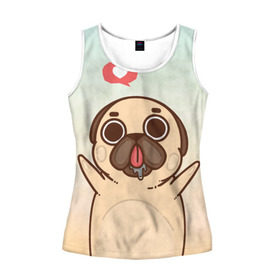 Женская майка 3D с принтом Puglie Pug Like в Ухте, 100% полиэстер | круглая горловина, прямой силуэт, длина до линии бедра | anime | dog | аниме | лайк | мопс | мопсик