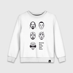 Детский свитшот хлопок с принтом West Coast rap в Ухте, 100% хлопок | круглый вырез горловины, эластичные манжеты, пояс и воротник | 2pac | cube | dogg | dre | eazy | ice | makaveli | snoop | гангста рэп | реп | хип хоп