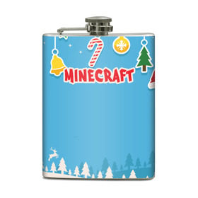 Фляга с принтом Новогодний Minecraft в Ухте, металлический корпус | емкость 0,22 л, размер 125 х 94 мм. Виниловая наклейка запечатывается полностью | 