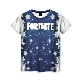 Женская футболка 3D с принтом Fortnite Новогодний в Ухте, 100% полиэфир ( синтетическое хлопкоподобное полотно) | прямой крой, круглый вырез горловины, длина до линии бедер | 