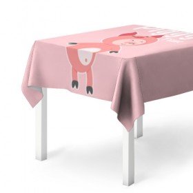 Скатерть 3D с принтом Piggy Time в Ухте, 100% полиэстер (ткань не мнется и не растягивается) | Размер: 150*150 см | 2019 | merry christmas | new year | год свиньи | зима | новый год | поросенок | праздник | рождество | свинка | свинья