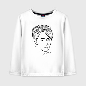 Детский лонгслив хлопок BTS - Jin: в Ухте, 100% хлопок | круглый вырез горловины, полуприлегающий силуэт, длина до линии бедер | bangtan boys | bts | j   hope | jimin | jin | jung kook | k pop | rap monster | rm | suga | v | бангтан | бенгтан | бойз | бойс | бойскауты | бтс | группа | к поп | кпоп | пуленепробиваемые