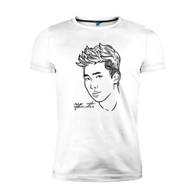 Мужская футболка премиум с принтом BTS - Rap Monster в Ухте, 92% хлопок, 8% лайкра | приталенный силуэт, круглый вырез ворота, длина до линии бедра, короткий рукав | Тематика изображения на принте: bangtan boys | bts | j   hope | jimin | jin | jung kook | k pop | rap monster | rm | suga | v | бангтан | бенгтан | бойз | бойс | бойскауты | бтс | группа | к поп | кпоп | пуленепробиваемые