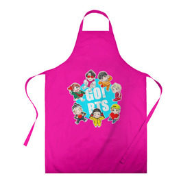 Фартук 3D с принтом GO! BTS в Ухте, 100% полиэстер | общий размер — 65 х 85 см, ширина нагрудника — 26 см, горловина — 53 см, длина завязок — 54 см, общий обхват в поясе — 173 см. Принт на завязках и на горловине наносится с двух сторон, на основной части фартука — только с внешней стороны | army | bangtan | beyond | boys | bts | j hope | jimin | jin | jungkook | k pop | rm | scene | suga | the | v | армия | арэма | бтс | ви | джей хоупа | сюги | чимина | чина | чонгука