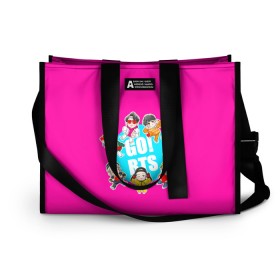 Сумка-шоппер 3D с принтом GO! BTS в Ухте, 100% полиэстер | застегивается на металлическую кнопку; внутренний карман застегивается на молнию. Стенки укреплены специальным мягким материалом, чтобы защитить содержимое от несильных ударов
 | army | bangtan | beyond | boys | bts | j hope | jimin | jin | jungkook | k pop | rm | scene | suga | the | v | армия | арэма | бтс | ви | джей хоупа | сюги | чимина | чина | чонгука