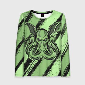 Женский лонгслив 3D с принтом Ктулху в Ухте, 100% полиэстер | длинные рукава, круглый вырез горловины, полуприлегающий силуэт | cthulhu | божество | кракен | лавкрафт | миф | монстр | океан | чудовище
