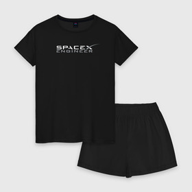 Женская пижама с шортиками хлопок с принтом SpaceX engineer в Ухте, 100% хлопок | футболка прямого кроя, шорты свободные с широкой мягкой резинкой | elon | mars | musk | reeve | spascex | астронавт | илон | инженер | космос | маск | ракета