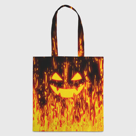 Сумка 3D повседневная с принтом FIRE PUMPKIN в Ухте, 100% полиэстер | Плотность: 200 г/м2; Размер: 34×35 см; Высота лямок: 30 см | fire | halloween | искры | огонь | праздник | тыква | хэллоуин