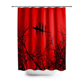 Штора 3D для ванной с принтом Dead by Daylight в Ухте, 100% полиэстер | плотность материала — 100 г/м2. Стандартный размер — 146 см х 180 см. По верхнему краю — пластиковые люверсы для креплений. В комплекте 10 пластиковых колец | day | daylight | dbl | dead | dead by daylight | game | games | horror | light | logo | skull | skulls | stripes | survival | дэйлайт | игра | игры | лого | мертвецы | метвец | полосы | ужасы | фпс | череп | черепа | экшн