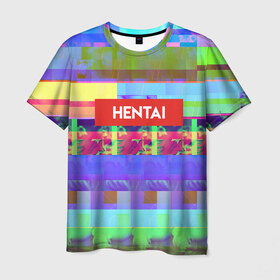 Мужская футболка 3D с принтом HENTAI в Ухте, 100% полиэфир | прямой крой, круглый вырез горловины, длина до линии бедер | ahegao | anime | kodome | manga | senpai | аниме | анимэ | ахегао | кодоме | манга | меха | сенпай | юри | яой
