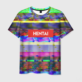 Мужская футболка 3D с принтом HENTAI в Ухте, 100% полиэфир | прямой крой, круглый вырез горловины, длина до линии бедер | 