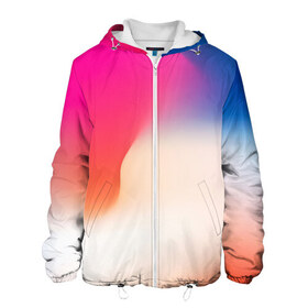 Мужская куртка 3D с принтом Iphone X Theme в Ухте, ткань верха — 100% полиэстер, подклад — флис | прямой крой, подол и капюшон оформлены резинкой с фиксаторами, два кармана без застежек по бокам, один большой потайной карман на груди. Карман на груди застегивается на липучку | abstract | blue | gradient | iphone | red | theme | абстракция | айфон | градиент | заставка | тема