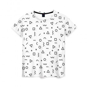 Женская футболка 3D Мемфис ЧБ: в Ухте, 100% полиэфир ( синтетическое хлопкоподобное полотно) | прямой крой, круглый вырез горловины, длина до линии бедер |