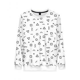 Женский свитшот 3D Мемфис ЧБ: в Ухте, 100% полиэстер с мягким внутренним слоем | круглый вырез горловины, мягкая резинка на манжетах и поясе, свободная посадка по фигуре |