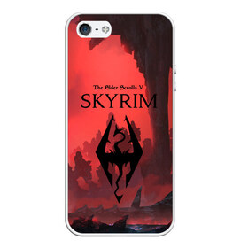 Чехол для iPhone 5/5S матовый с принтом The Elder Scrolls SKYRIM в Ухте, Силикон | Область печати: задняя сторона чехла, без боковых панелей | art game | art skyrim | forest | game | skyrim | the elder scrolls v skyrim | горы | довакин | древние свитки | игра | лес | небо | скайрим
