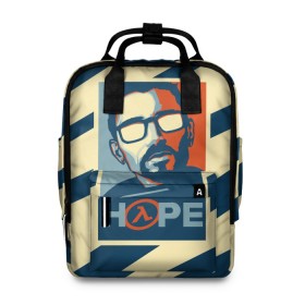 Женский рюкзак 3D с принтом HOPE Half-Life в Ухте, 100% полиэстер | лямки с регулируемой длиной, сверху ручки, чтобы рюкзак нести как сумку. Основное отделение закрывается на молнию, как и внешний карман. Внутри два дополнительных кармана, один из которых закрывается на молнию. По бокам два дополнительных кармашка, куда поместится маленькая бутылочка
 | counter | fps | freeman | game | games | gordon | half | half life | life | portal | shooter | strike | valve | вэльв | гордон | игра | игры | контр | контра | лайф | портал | страйк | фпс | фримен | халва | халф | халф лайф | шутер