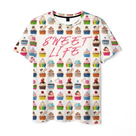 Мужская футболка 3D с принтом Сладкая жизнь в Ухте, 100% полиэфир | прямой крой, круглый вырез горловины, длина до линии бедер | 