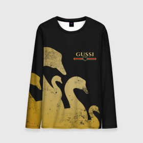 Мужской лонгслив 3D с принтом GUSSI GOLD в Ухте, 100% полиэстер | длинные рукава, круглый вырез горловины, полуприлегающий силуэт | fasion | gold | gucci | gussi | trend | гусси | гуччи | золото | золотой | мода | одежда | тренд | тренды