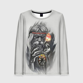 Женский лонгслив 3D с принтом Сварог в Ухте, 100% полиэстер | длинные рукава, круглый вырез горловины, полуприлегающий силуэт | ethnic | folk | runes | slav | руны | русь | славяне | фолк | фольклор | этника | этно | язычество