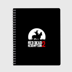 Тетрадь с принтом RED DEAD REDEMPTION в Ухте, 100% бумага | 48 листов, плотность листов — 60 г/м2, плотность картонной обложки — 250 г/м2. Листы скреплены сбоку удобной пружинной спиралью. Уголки страниц и обложки скругленные. Цвет линий — светло-серый
 | game | red dead | red dead redemption 2 | redemption 2 | rockstar games | бандиты | дикий запад | игры | ковбои | оружие