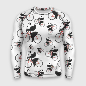 Мужской рашгард 3D с принтом Панды На Велосипеде в Ухте,  |  | велосипед | мишки | панда | паттерн