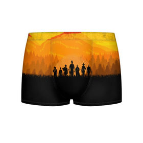 Мужские трусы 3D с принтом RED DEAD REDEMPTION в Ухте, 50% хлопок, 50% полиэстер | классическая посадка, на поясе мягкая тканевая резинка | Тематика изображения на принте: game | red dead | red dead redemption 2 | redemption 2 | rockstar games | бандиты | дикий запад | игры | ковбои | оружие