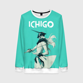 Женский свитшот 3D с принтом Куросаки Ичиго в Ухте, 100% полиэстер с мягким внутренним слоем | круглый вырез горловины, мягкая резинка на манжетах и поясе, свободная посадка по фигуре | bleach | банкай | блич | ичиго | куросаки