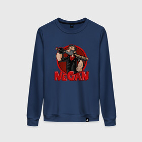 Женский свитшот хлопок с принтом Negan в Ухте, 100% хлопок | прямой крой, круглый вырез, на манжетах и по низу широкая трикотажная резинка  | blood | negan | walking dead | бита | зомби | кровь | сила | татуировка | ходячие | ходячие мертвецы