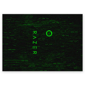 Поздравительная открытка с принтом RAZER в Ухте, 100% бумага | плотность бумаги 280 г/м2, матовая, на обратной стороне линовка и место для марки
 | Тематика изображения на принте: 101 | brand | company | gamer | green | logo | mamba | naga | player | razer | rzr | snake | бренд | железо | зеленый | змея | компания | лого | рейзер | софт