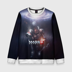 Детский свитшот 3D с принтом MASS EFFECT 3 в Ухте, 100% полиэстер | свободная посадка, прямой крой, мягкая тканевая резинка на рукавах и понизу свитшота | amdromeda initiative | andromeda | game | gun | hemet | n7 | rifle | ryder | soldier | space | star | weapon