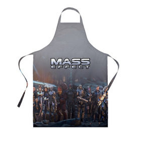 Фартук 3D с принтом Mass Effect в Ухте, 100% полиэстер | общий размер — 65 х 85 см, ширина нагрудника — 26 см, горловина — 53 см, длина завязок — 54 см, общий обхват в поясе — 173 см. Принт на завязках и на горловине наносится с двух сторон, на основной части фартука — только с внешней стороны | amdromeda initiative | andromeda | game | gun | hemet | n7 | rifle | ryder | soldier | space | star | weapon