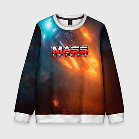 Детский свитшот 3D с принтом MASS EFFECT в Ухте, 100% полиэстер | свободная посадка, прямой крой, мягкая тканевая резинка на рукавах и понизу свитшота | amdromeda initiative | andromeda | game | gun | hemet | n7 | rifle | ryder | soldier | space | star | weapon