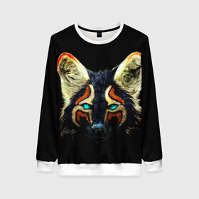 Женский свитшот 3D с принтом Рыжий лис в Ухте, 100% полиэстер с мягким внутренним слоем | круглый вырез горловины, мягкая резинка на манжетах и поясе, свободная посадка по фигуре | животное | лиса | рыжий | фыр | черный