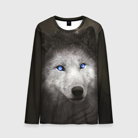 Мужской лонгслив 3D Голубоглазый волк: в Ухте, 100% полиэстер | длинные рукава, круглый вырез горловины, полуприлегающий силуэт | волк | глаза | охотник | серый | хищник