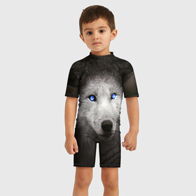 Детский купальный костюм 3D Голубоглазый волк: в Ухте, Полиэстер 85%, Спандекс 15% | застежка на молнии на спине | волк | глаза | охотник | серый | хищник