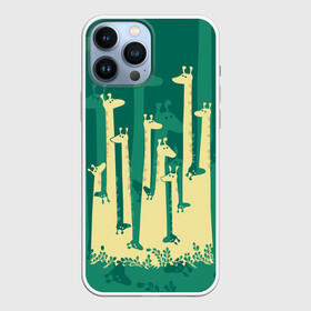 Чехол для iPhone 13 Pro Max с принтом Жирафы в Ухте,  |  | africa | animals | fantasy | giraffes | long | neck | silhouette | spots | stencil | surrealism | аниме | африка | ветки | длинная | животные | жирафы | зелёный | картинка | крутой | листья | лучший | пятна | растения | рисунок | силуэт