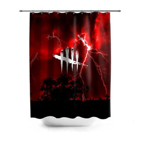 Штора 3D для ванной с принтом DEAD BY DAYLIGHT в Ухте, 100% полиэстер | плотность материала — 100 г/м2. Стандартный размер — 146 см х 180 см. По верхнему краю — пластиковые люверсы для креплений. В комплекте 10 пластиковых колец | dead by daylight | game | hillbilly | maniacs | trapper | wraith | деревенщина | мертвые днем | охотник | призрак