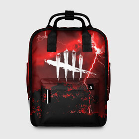 Женский рюкзак 3D с принтом DEAD BY DAYLIGHT в Ухте, 100% полиэстер | лямки с регулируемой длиной, сверху ручки, чтобы рюкзак нести как сумку. Основное отделение закрывается на молнию, как и внешний карман. Внутри два дополнительных кармана, один из которых закрывается на молнию. По бокам два дополнительных кармашка, куда поместится маленькая бутылочка
 | dead by daylight | game | hillbilly | maniacs | trapper | wraith | деревенщина | мертвые днем | охотник | призрак