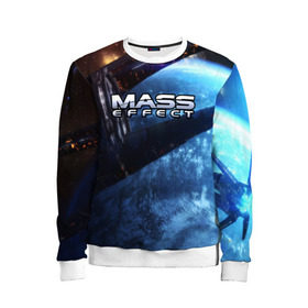 Детский свитшот 3D с принтом MASS EFFECT в Ухте, 100% полиэстер | свободная посадка, прямой крой, мягкая тканевая резинка на рукавах и понизу свитшота | amdromeda initiative | andromeda | game | gun | hemet | n7 | rifle | ryder | soldier | space | star | weapon