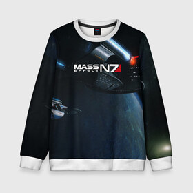 Детский свитшот 3D с принтом MASS EFFECT N7 в Ухте, 100% полиэстер | свободная посадка, прямой крой, мягкая тканевая резинка на рукавах и понизу свитшота | amdromeda initiative | andromeda | game | gun | hemet | n7 | rifle | ryder | soldier | space | star | weapon