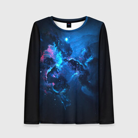 Женский лонгслив 3D с принтом КОСМОС в Ухте, 100% полиэстер | длинные рукава, круглый вырез горловины, полуприлегающий силуэт | galaxy | nebula | space | star | абстракция | вселенная | галактика | звезда | звезды | космический | планеты