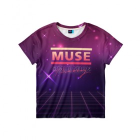 Детская футболка 3D с принтом Muse: Simulation Theory в Ухте, 100% гипоаллергенный полиэфир | прямой крой, круглый вырез горловины, длина до линии бедер, чуть спущенное плечо, ткань немного тянется | alternative | music | retro | rock | simulation | theory | альбом | альтернатива | альтернативная | беллами | музыка | мьюз | мэтью | ретро | рок