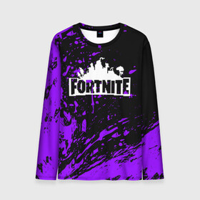 Мужской лонгслив 3D с принтом FORTNITE в Ухте, 100% полиэстер | длинные рукава, круглый вырез горловины, полуприлегающий силуэт | 2019 | armor | armour | cybersport | esport | fortnite | game | llama | logo | броня | игра | киберспорт | лама | симулятор строительства | строительство | фиолетовый | фирменные цвета | фортнайт
