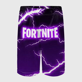 Детские спортивные шорты 3D с принтом FORTNITE STORM в Ухте,  100% полиэстер
 | пояс оформлен широкой мягкой резинкой, ткань тянется
 | Тематика изображения на принте: 2019 | armor | armour | battle royale | cybersport | esport | fortnite | game | llama | logo | storm | батл рояль | броня | буря | игра | киберспорт | лама | молнии | молния | разряд | симулятор строительства | строительство | ток | фиолето